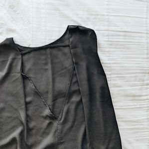Nordstrom Rack Black Hi-Lo Blouse With Open Back